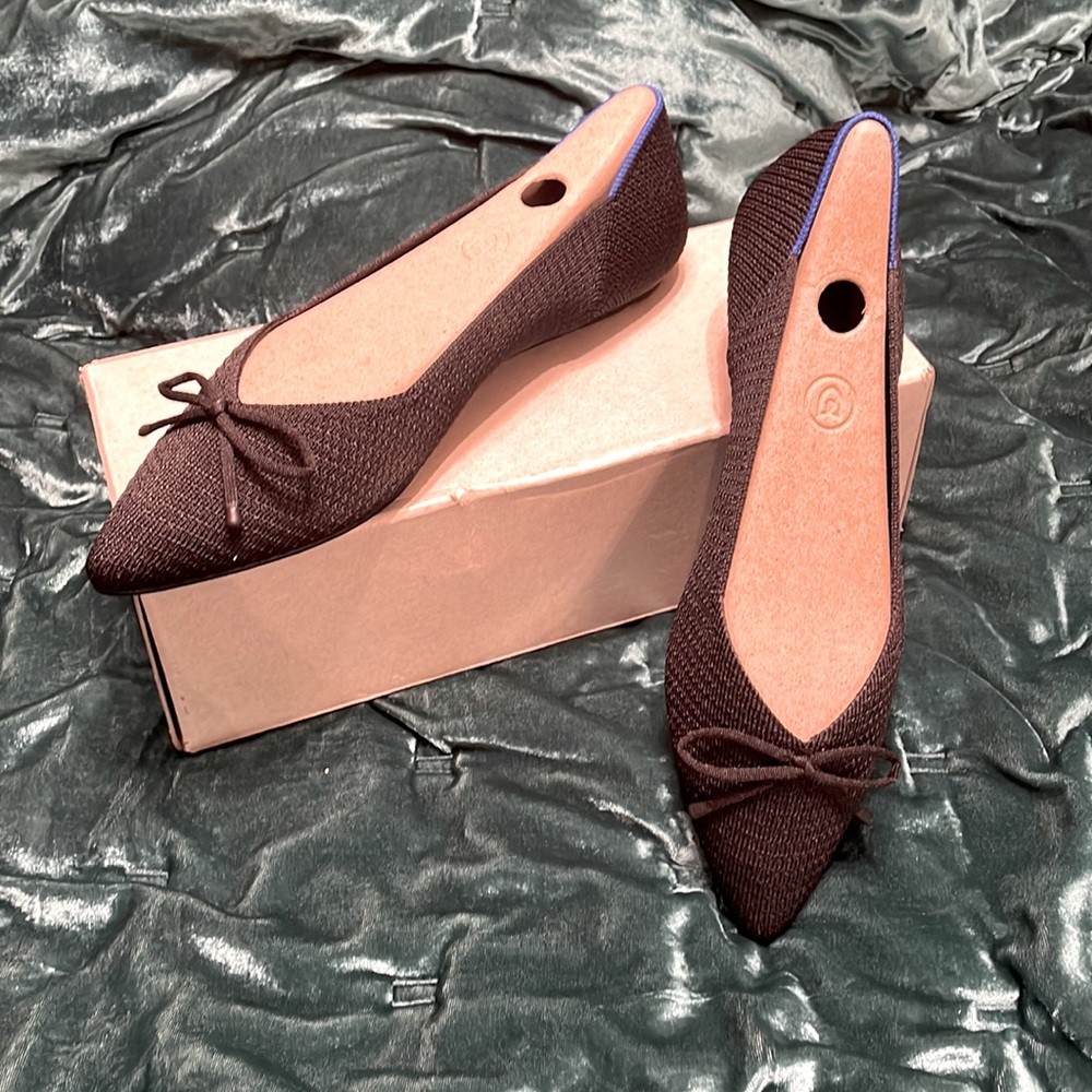 Rothy’s Black Bow Point flats